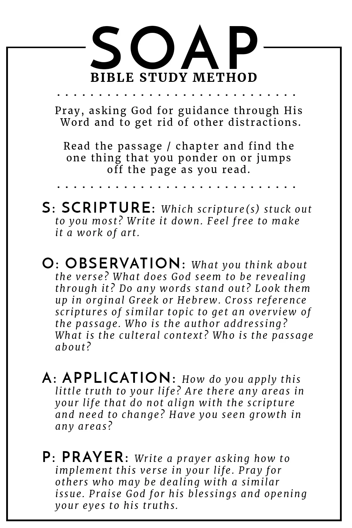 Personal Bible Study How To With SOAP The Inspire Shop