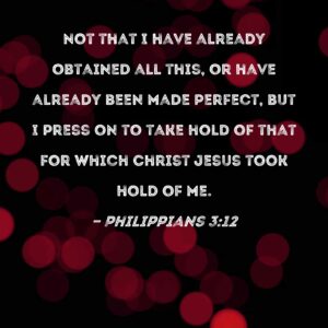 Philippians 3 12 Not That I Have Already Obtained All This Or Have Already Been Made Perfect But I Press On To Take Hold Of That For Which Christ Jesus Took Hold Of