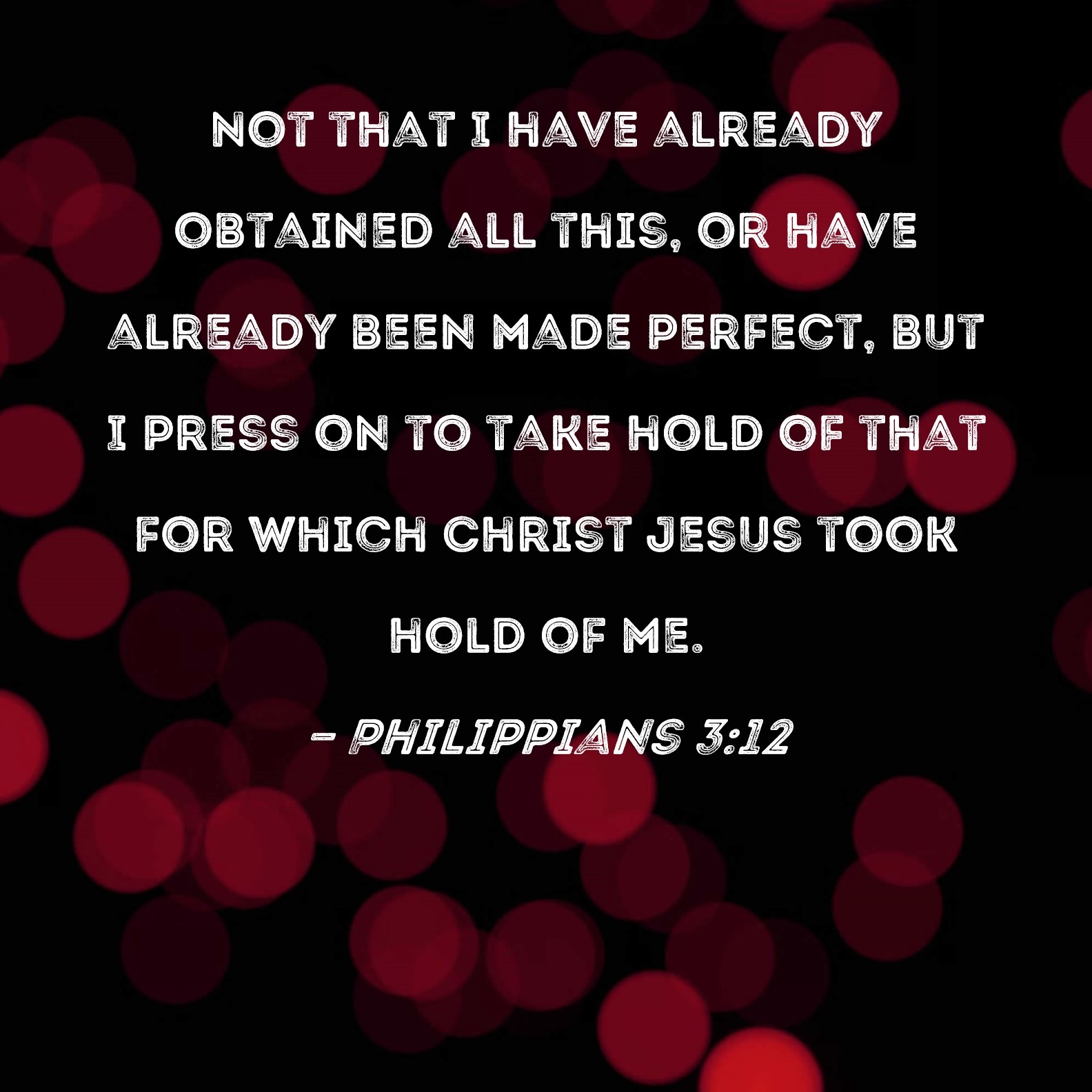 Philippians 3 12 Not That I Have Already Obtained All This Or Have Already Been Made Perfect But I Press On To Take Hold Of That For Which Christ Jesus Took Hold Of