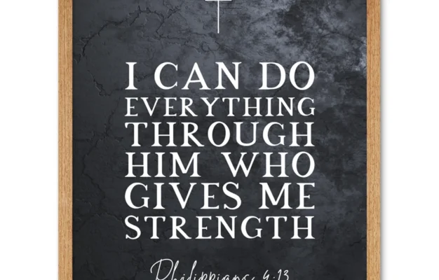Philippians 4 13 Everything Through Him Who Gives Me Strength Christian Bible Verse Quote Scripture Typography Art Print Framed Poster Wall Decor 12x16 Inch Walmart