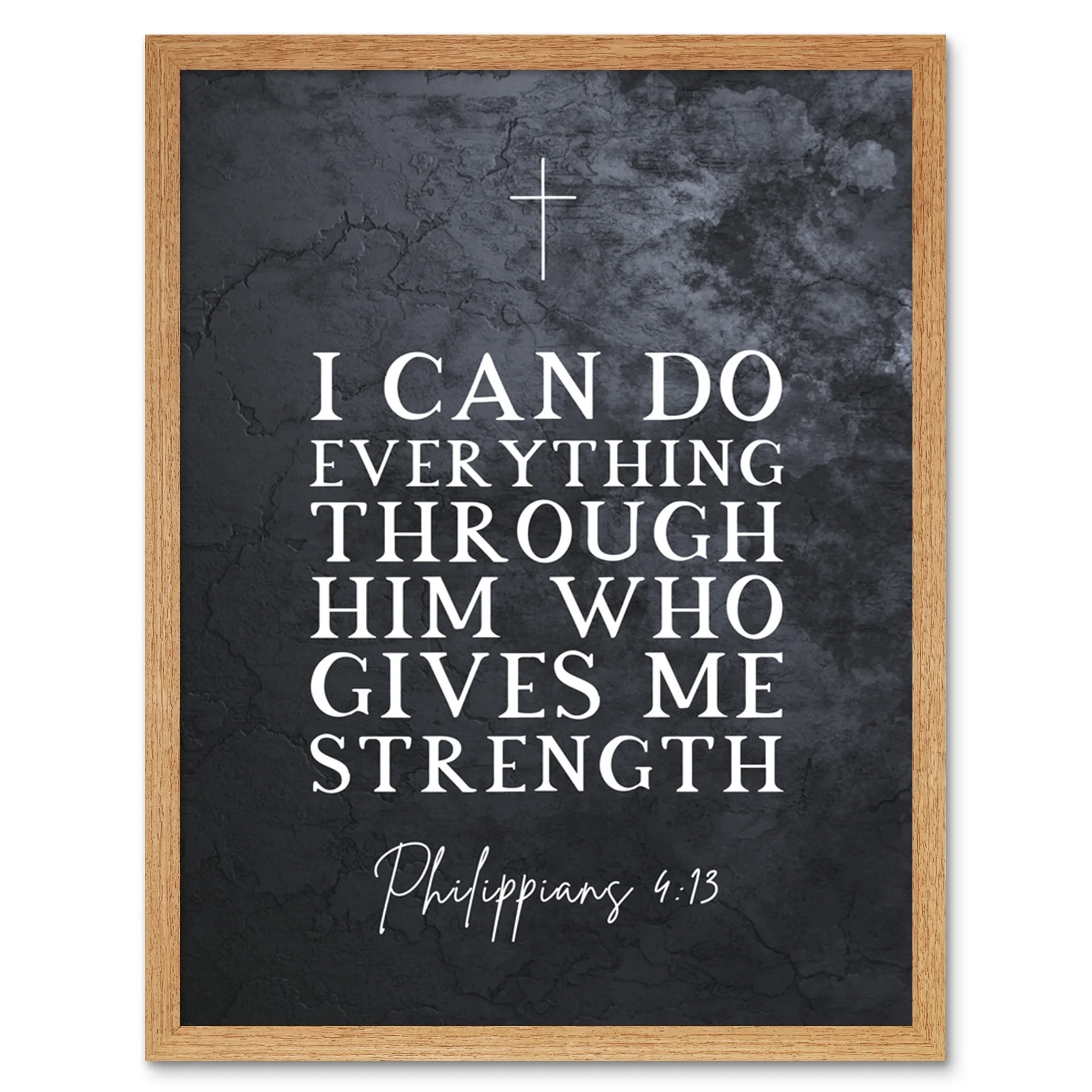 Philippians 4 13 Everything Through Him Who Gives Me Strength Christian Bible Verse Quote Scripture Typography Art Print Framed Poster Wall Decor 12x16 Inch Walmart