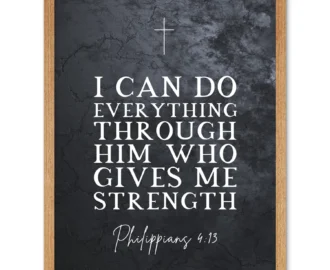 Philippians 4 13 Everything Through Him Who Gives Me Strength Christian Bible Verse Quote Scripture Typography Art Print Framed Poster Wall Decor 12x16 Inch Walmart