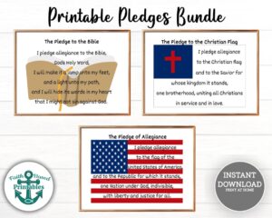 Pledge Of Allegiance Printable Bundle Christian Bible Pledges digital Download Etsy Israel