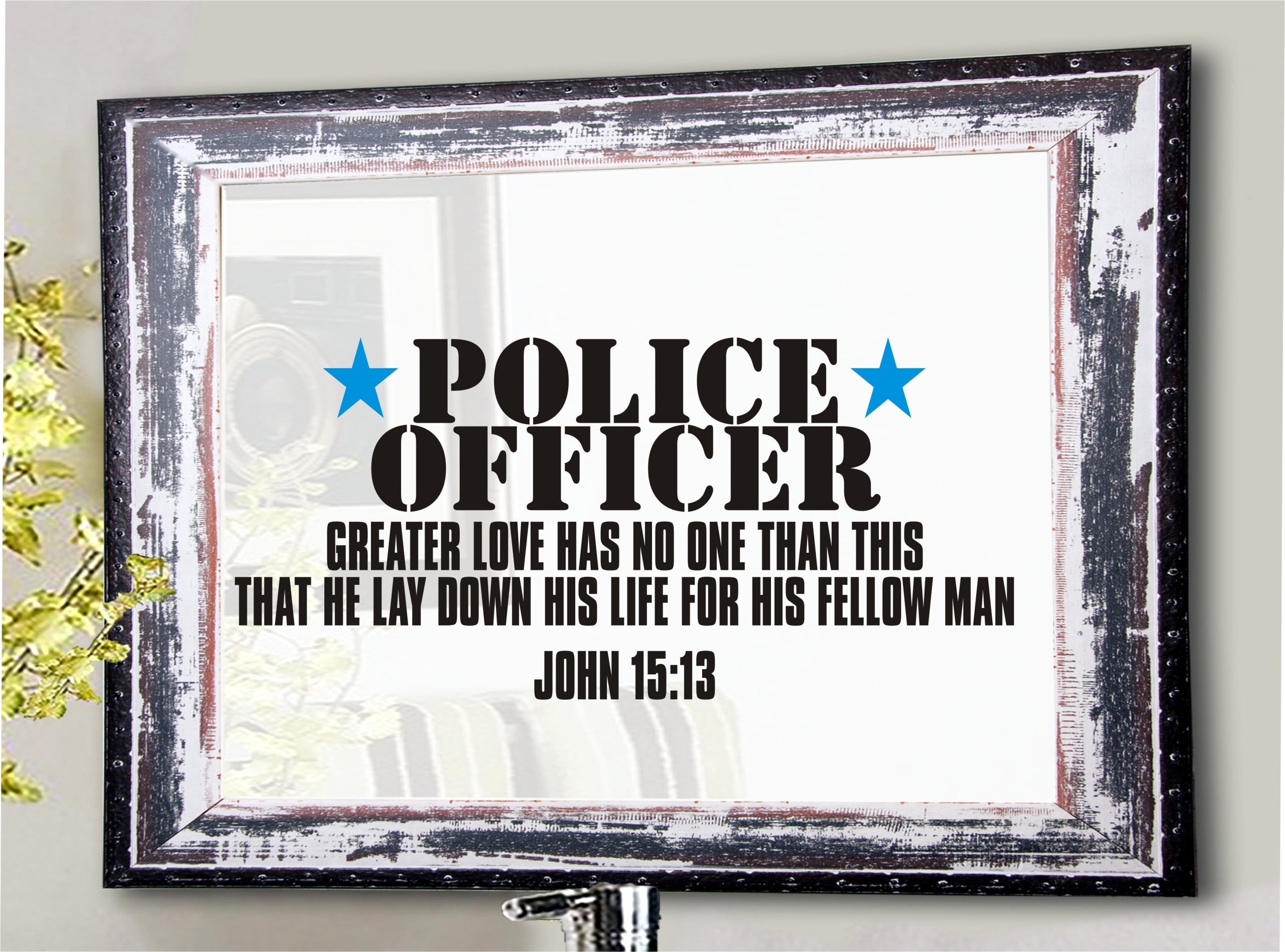 Police Officer John 15 13 Bible Verse Vinyl Decal
