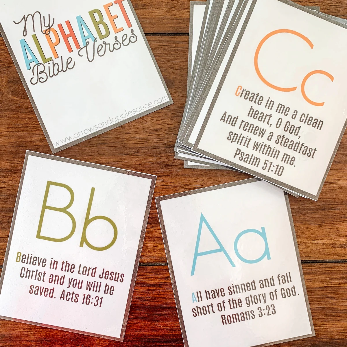 Printable Alphabet Bible Verse Cards Arrows And Applesauce