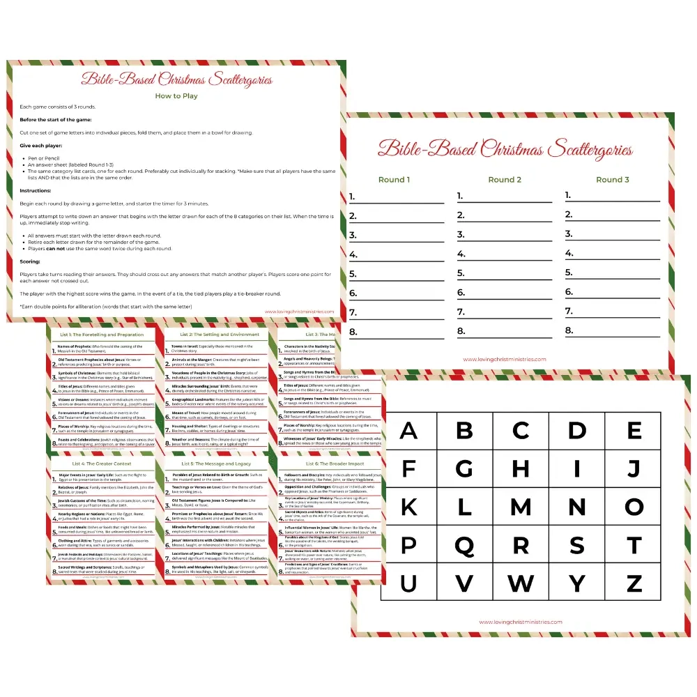 Printable Bible Based Christmas Scattergories Free Lists 