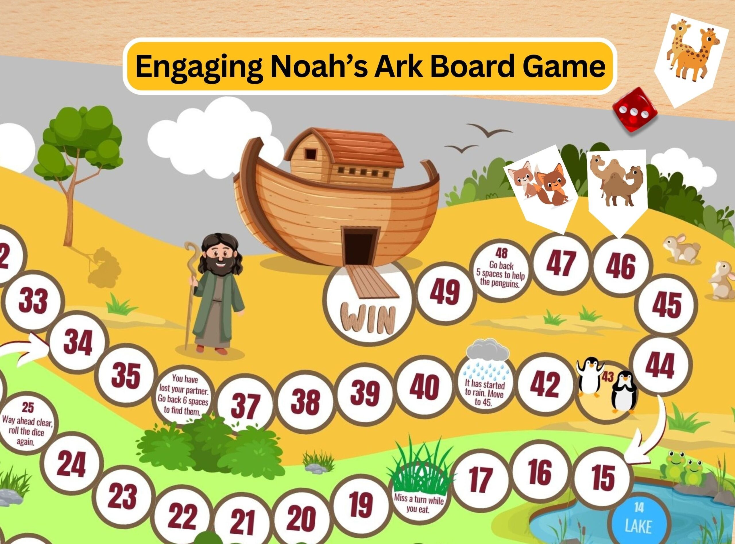 Printable Bible Board Game For Kids Noahs Ark Game Fun Christian Worksheets Library