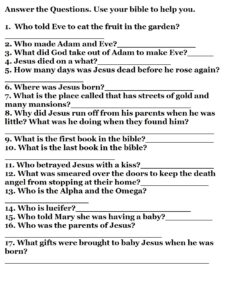 Printable Bible Quizzes