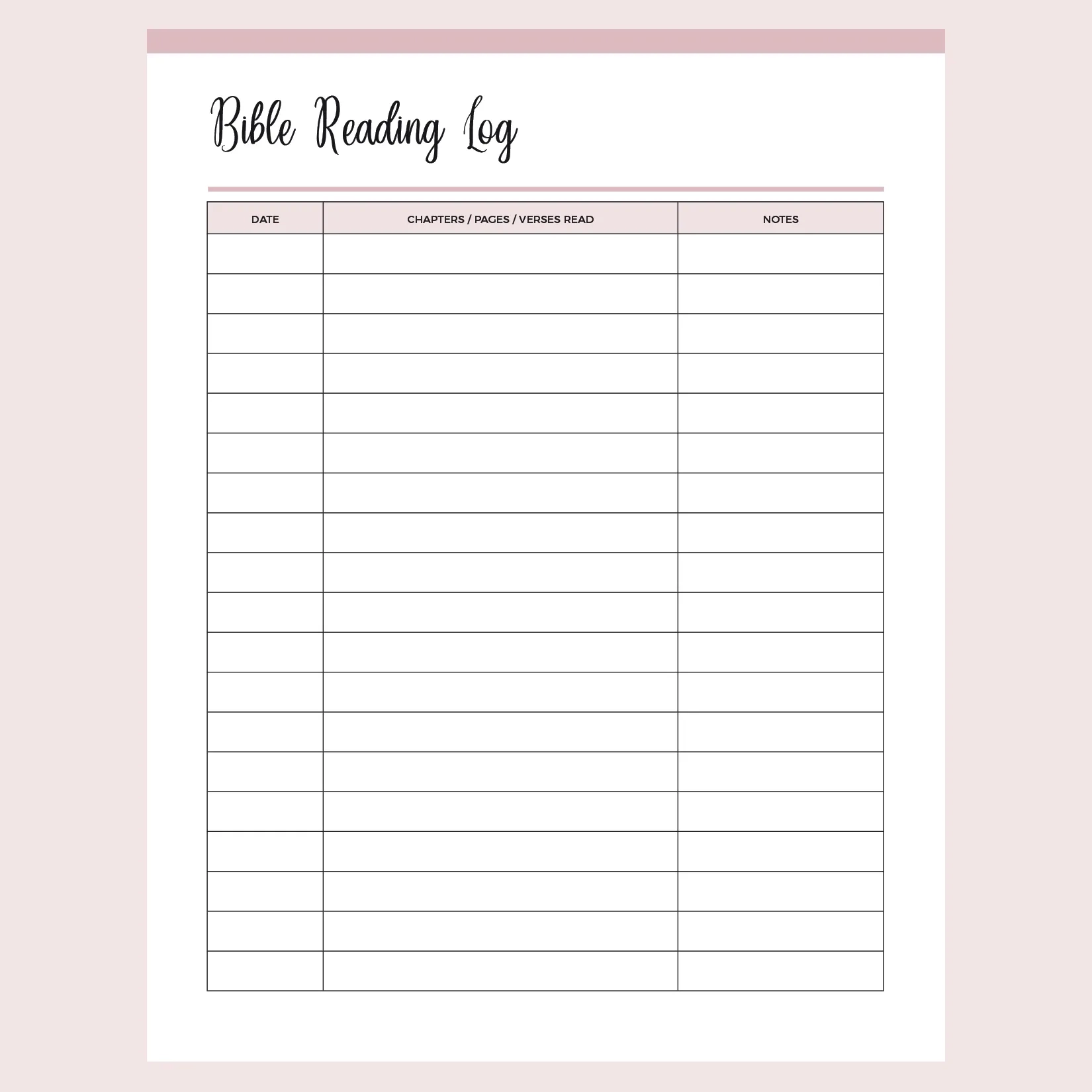 Bible Reading Log Printable