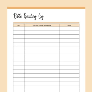 Printable Bible Reading Log Instant Download PDF A4 Us Letter Plan Print Land