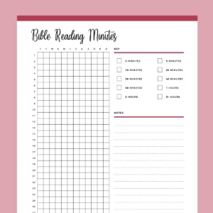 Printable Bible Reading Minutes Tracker Instant Download PDF Plan Print Land