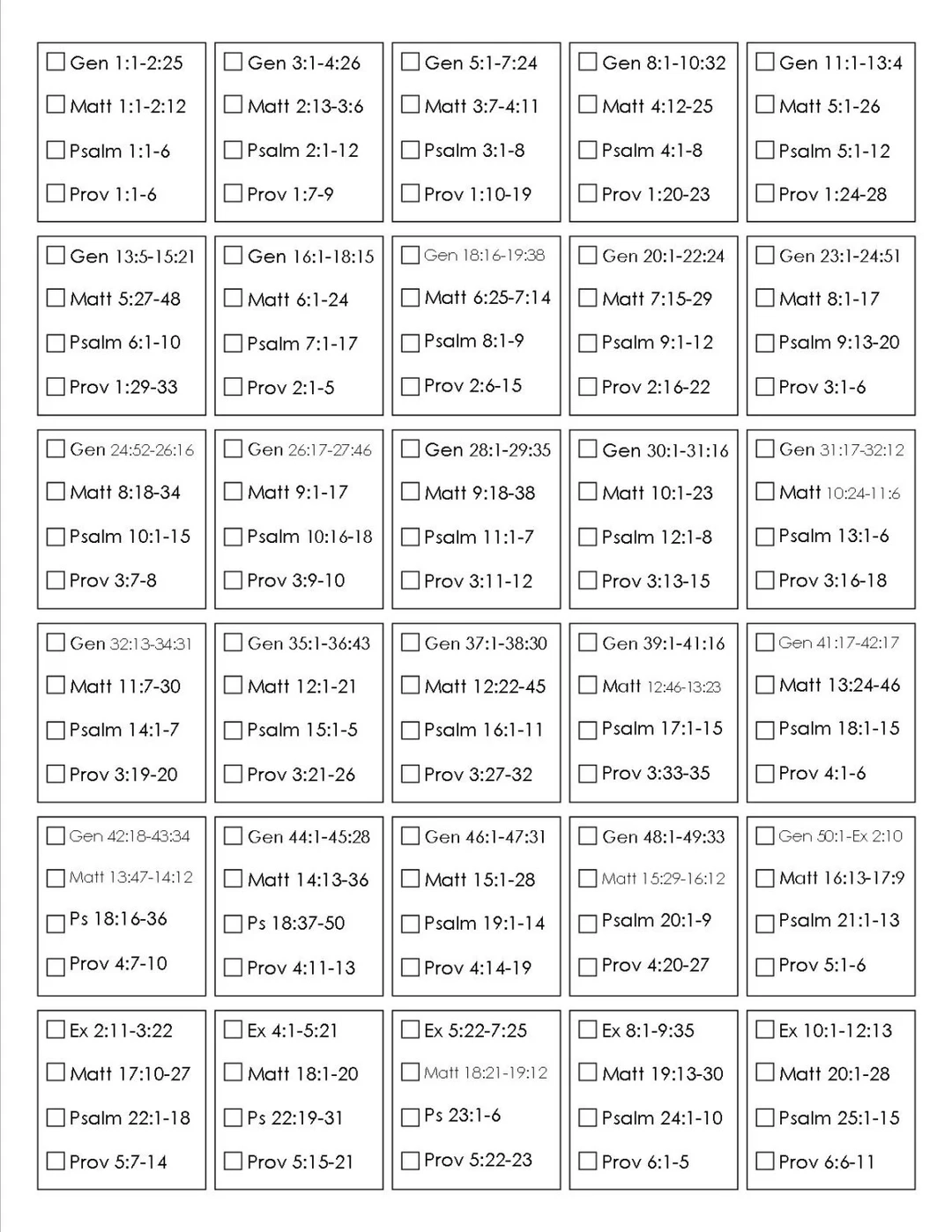 Printable Bible Reading Plan Read The Bible In One Year Etsy
