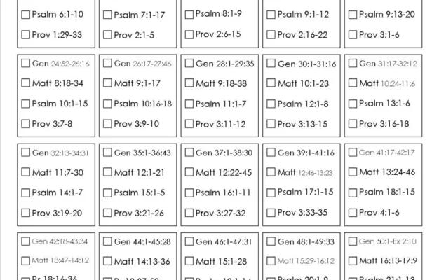 Printable Bible Reading Plan Read The Bible In One Year Etsy