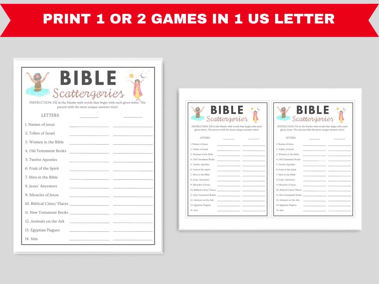 Printable Bible Scattergories Game Bible Study Group Party Game Church Games Bible Study Game Church Activity Sunday School Etsy Australia