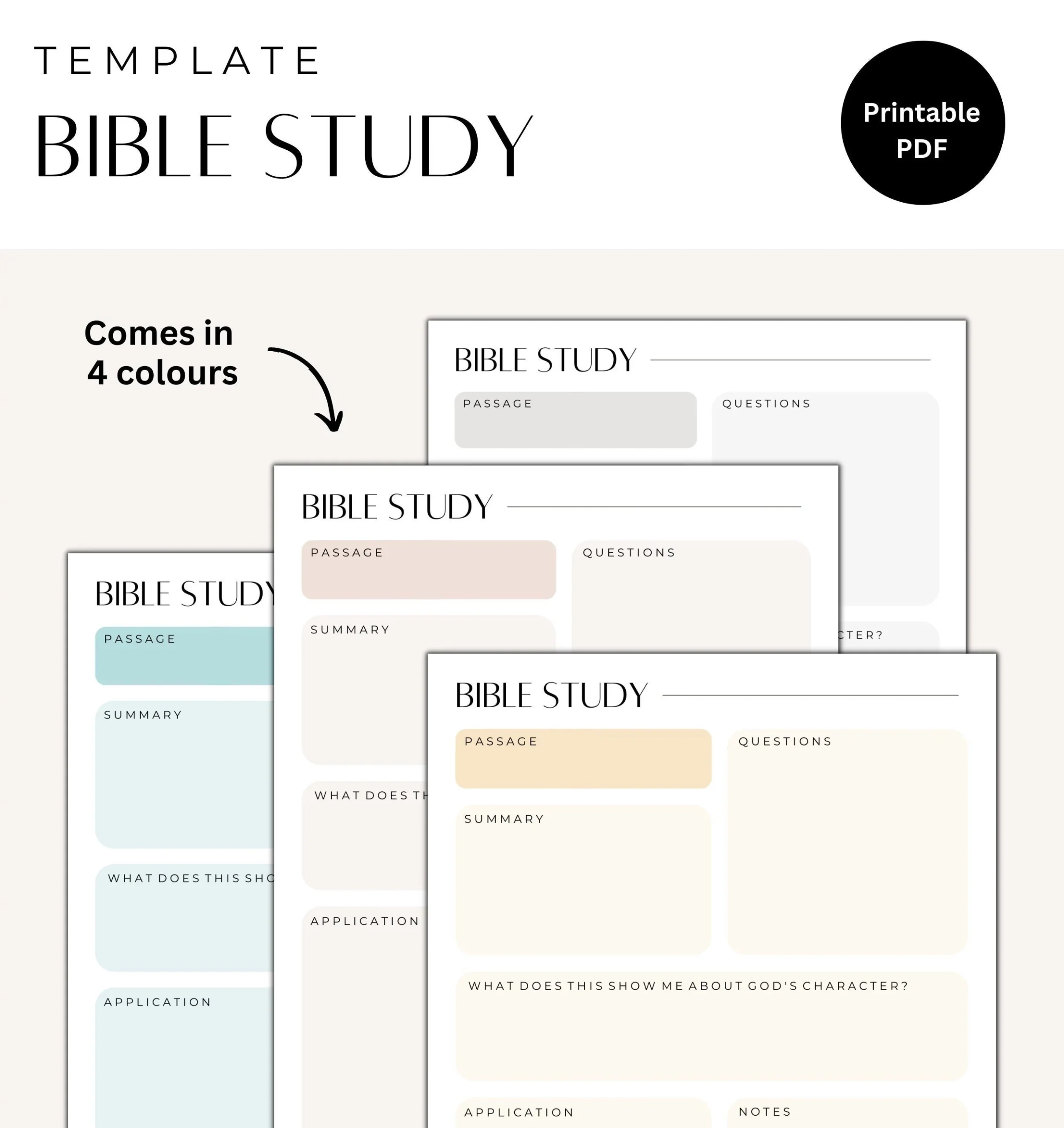 Printable Bible Study Template Christian Journal Notes PDF Etsy