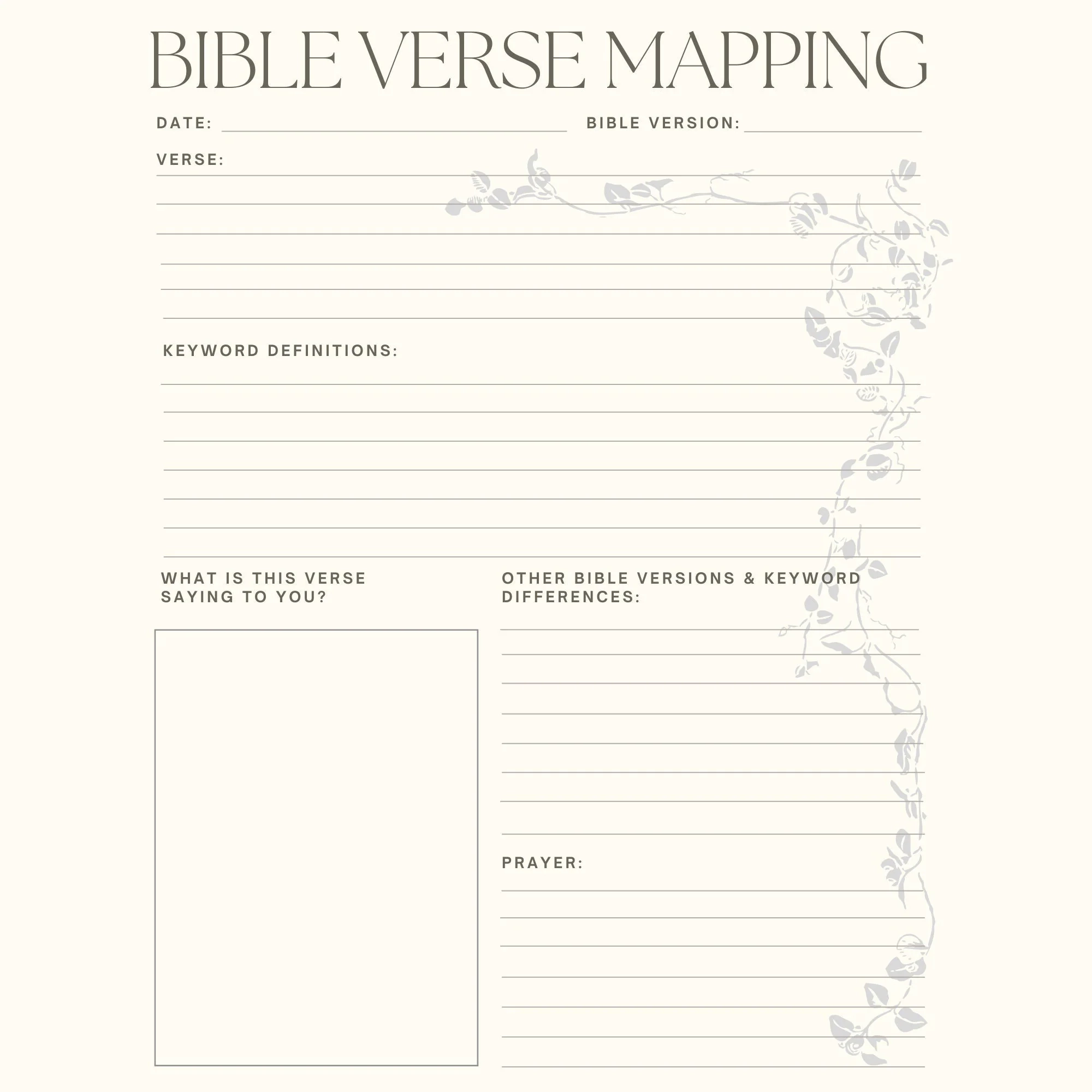 Printable Bible Study Verse Mapping Worksheet Tool Bible Note Taking Page Bible Journaling Page Bible Study Guide Etsy