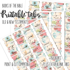 Printable Bible Tabs Floral Design 66 Books digital Download Etsy Israel