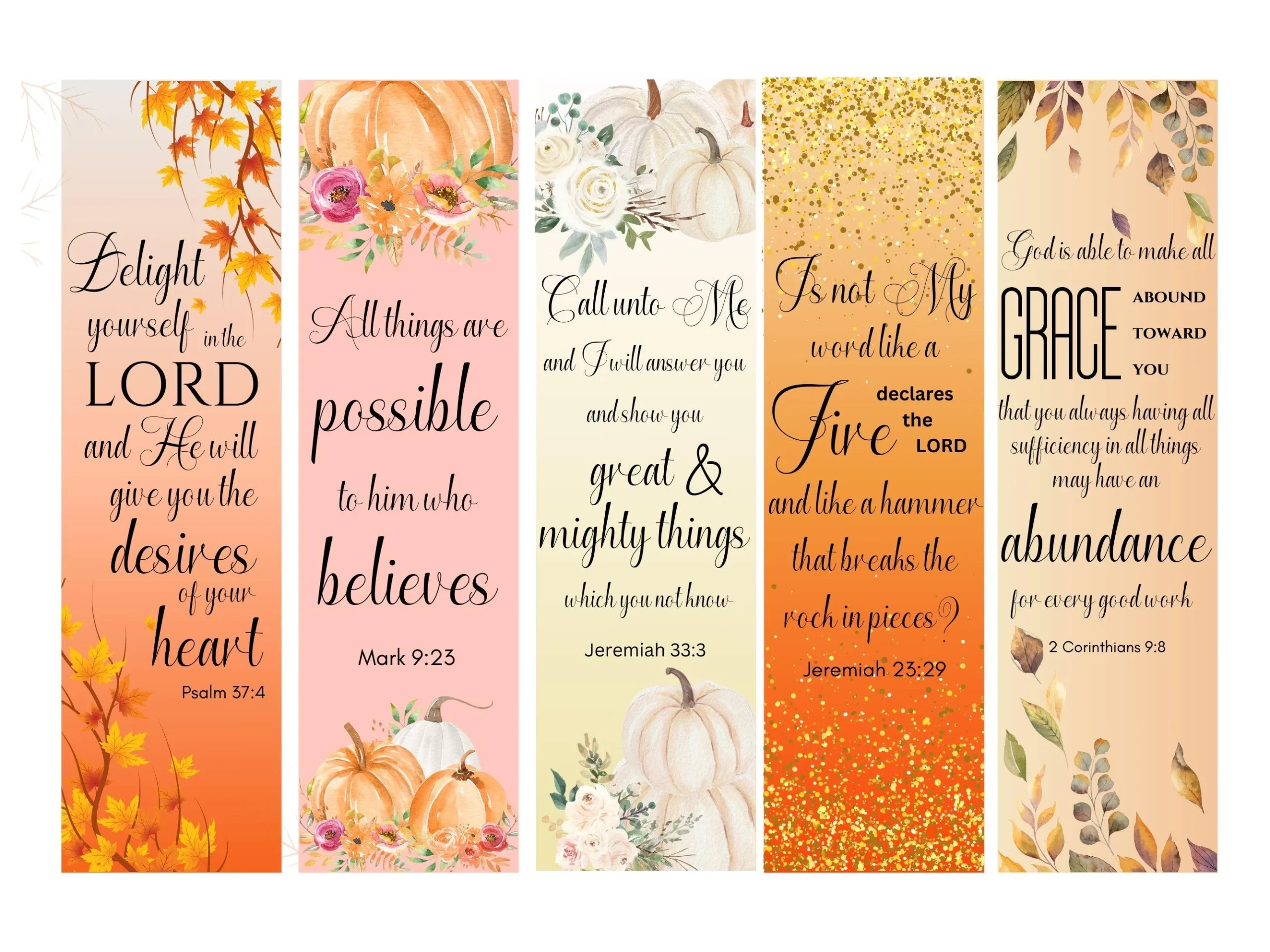 Printable Bible Verse Bookmarks Fall Watercolor Scripture Printable Gift Download God s Promises Bookmark Pumpkins Bookmark Bundle Christian Etsy