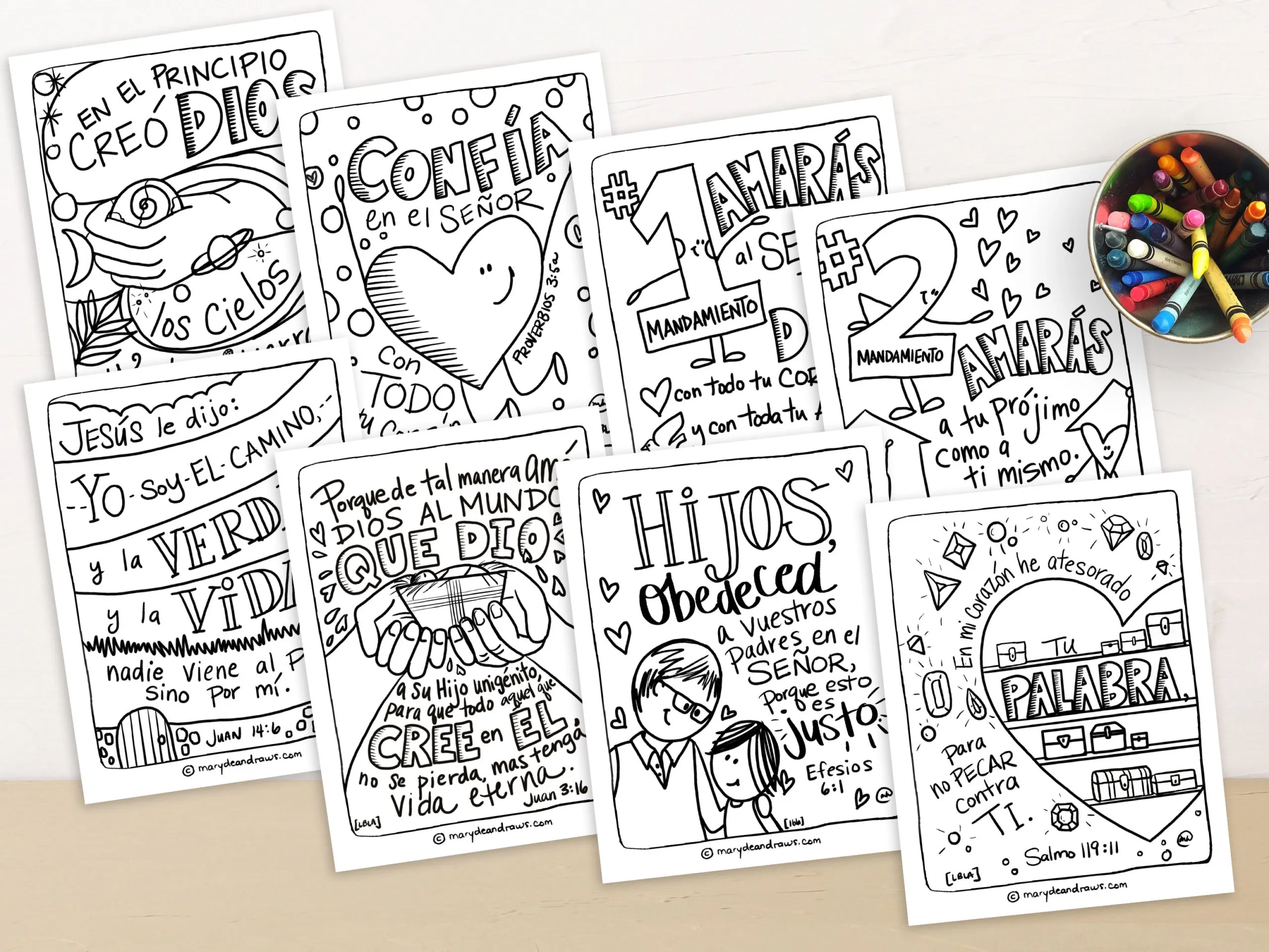 Printable Bible Verse Full Page Coloring Pages Big Truths For Little Hearts 1 Spanish 8 Pages