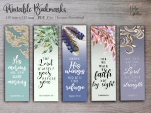 Printable Bible Verses Bookmarks Set Of 5 Size 410mm X 152mm Instant Download Light Flowers Bookmarks Christian Bookmarks A4 Etsy
