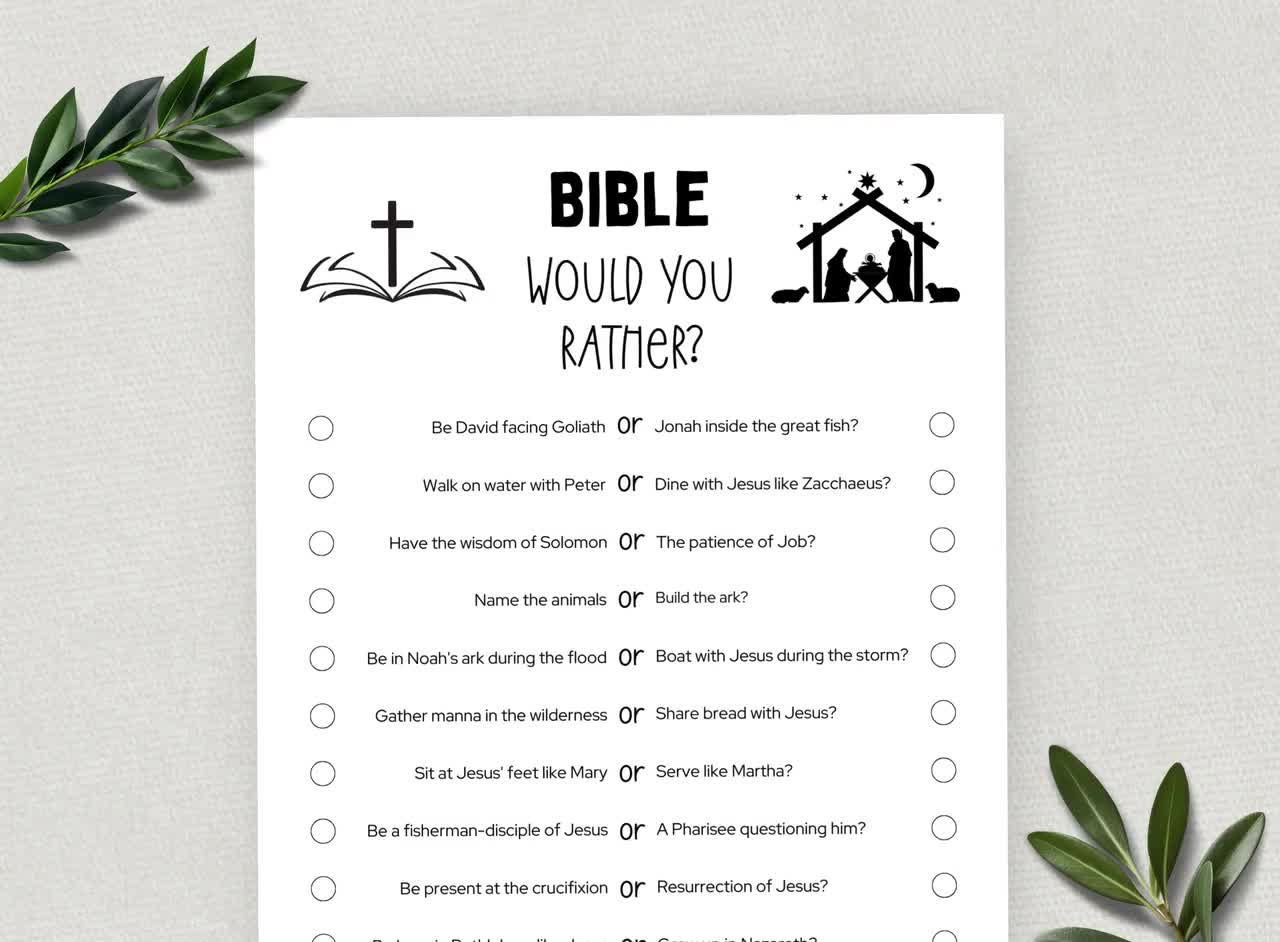 Printable Bible Would You Rather This Or That Bible Games Fun Christian Youth Group Game Sunday School Church Study Activity Etsy Israel