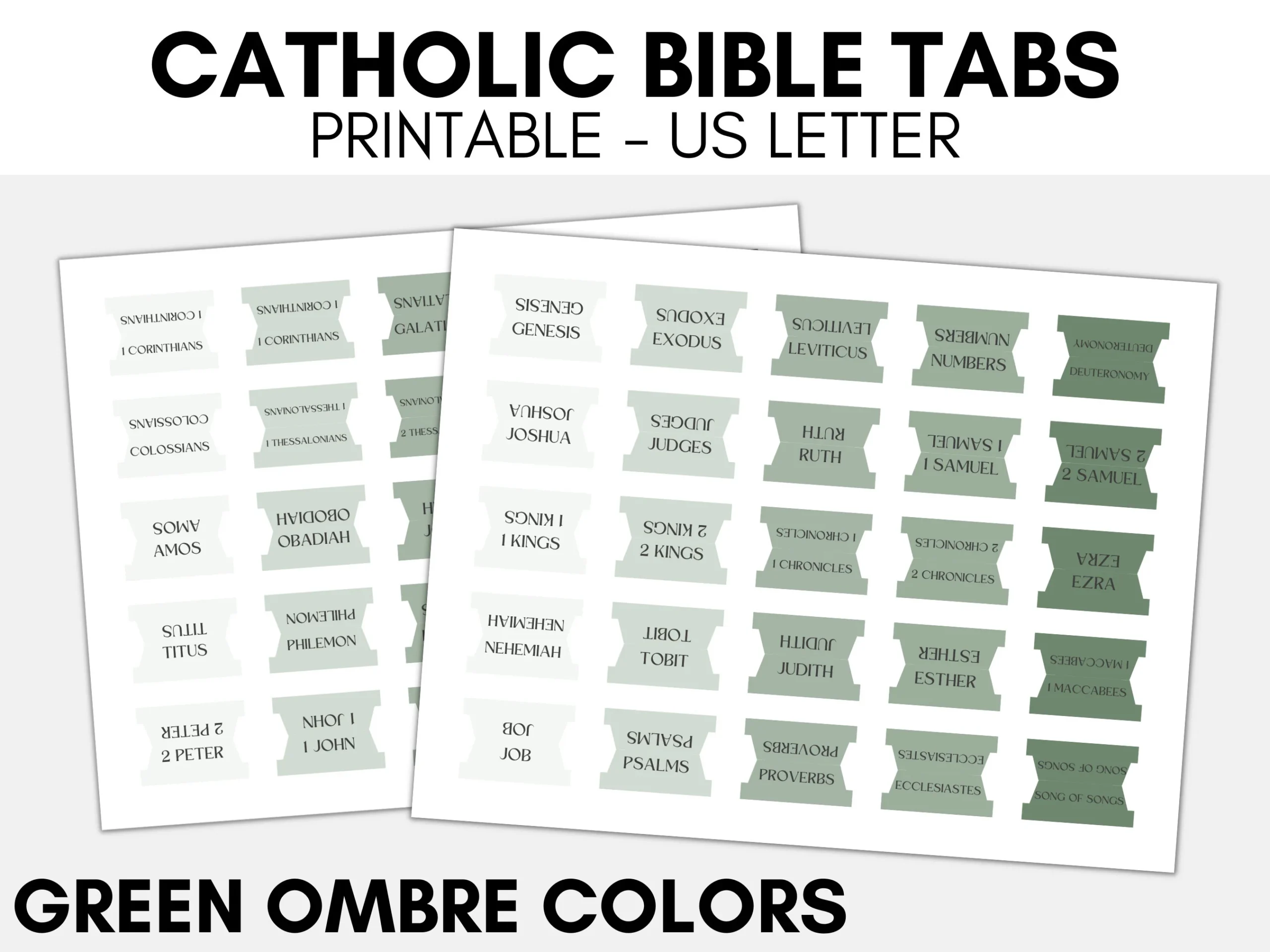 Printable Catholic Bible Tabs Bible Tabs Printable DIY Bible Tabs Green Bible Tabs Catholic Bible Study Books Of The Bible Tabs Etsy