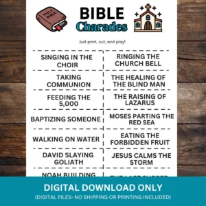 Printable Charades Bible Charades Bible Game Bible Charades Game Charades Game Bible Game Etsy
