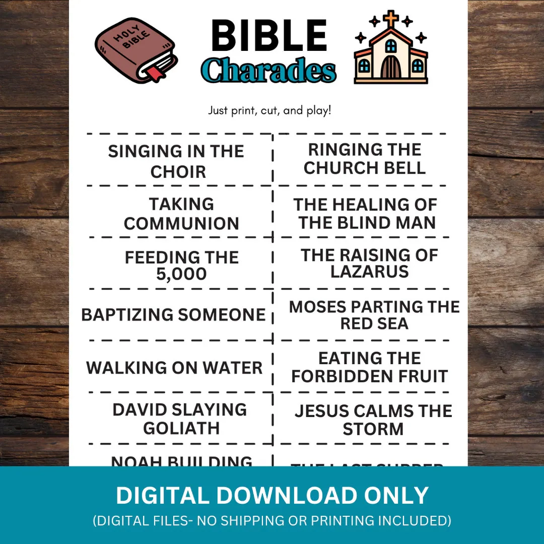 Printable Charades Bible Charades Bible Game Bible Charades Game Charades Game Bible Game Etsy