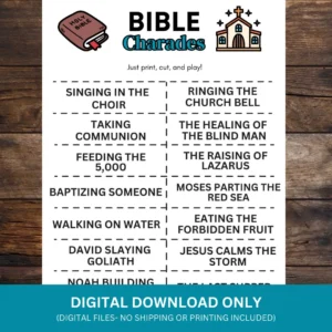 Printable Charades Bible Charades Bible Game Bible Charades Game Charades Game Bible Game Etsy