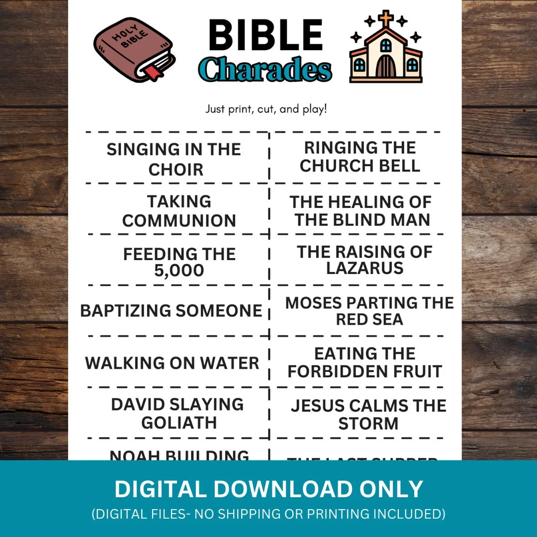 Printable Charades Bible Charades Bible Game Bible Charades Game Charades Game Bible Game Etsy