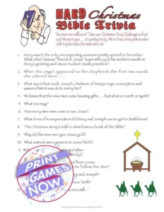 Printable Christmas Hard Bible Trivia Party Game Print Games Now
