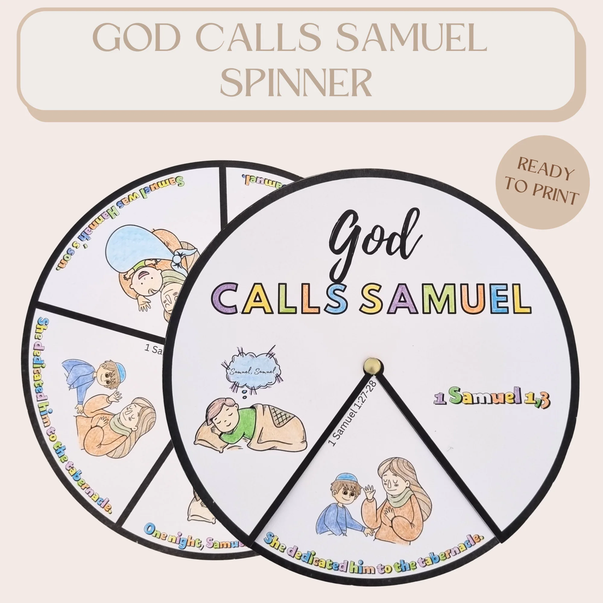 Printable Coloring Spinner Wheel God Calls Samuel Eli And Samuel Craft Sunday School Activity Kids Ministry Craft Bible Verses Craft Etsy