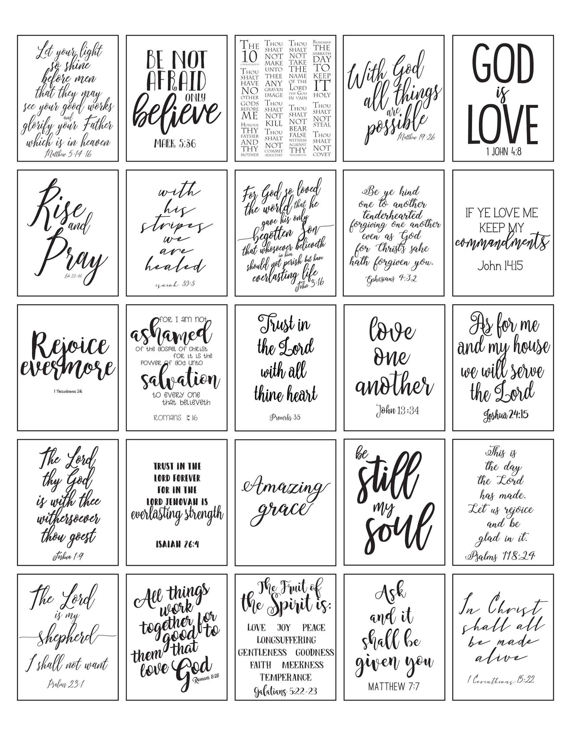 PRINTABLE Planner Stickers Bible Verse Black And White Inspirational Christian PDF And JPEG Scripture Verses Digital Religious Organization Etsy