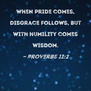 Proverbs 11 2 When Pride Comes Disgrace Follows But With Humility Comes Wisdom