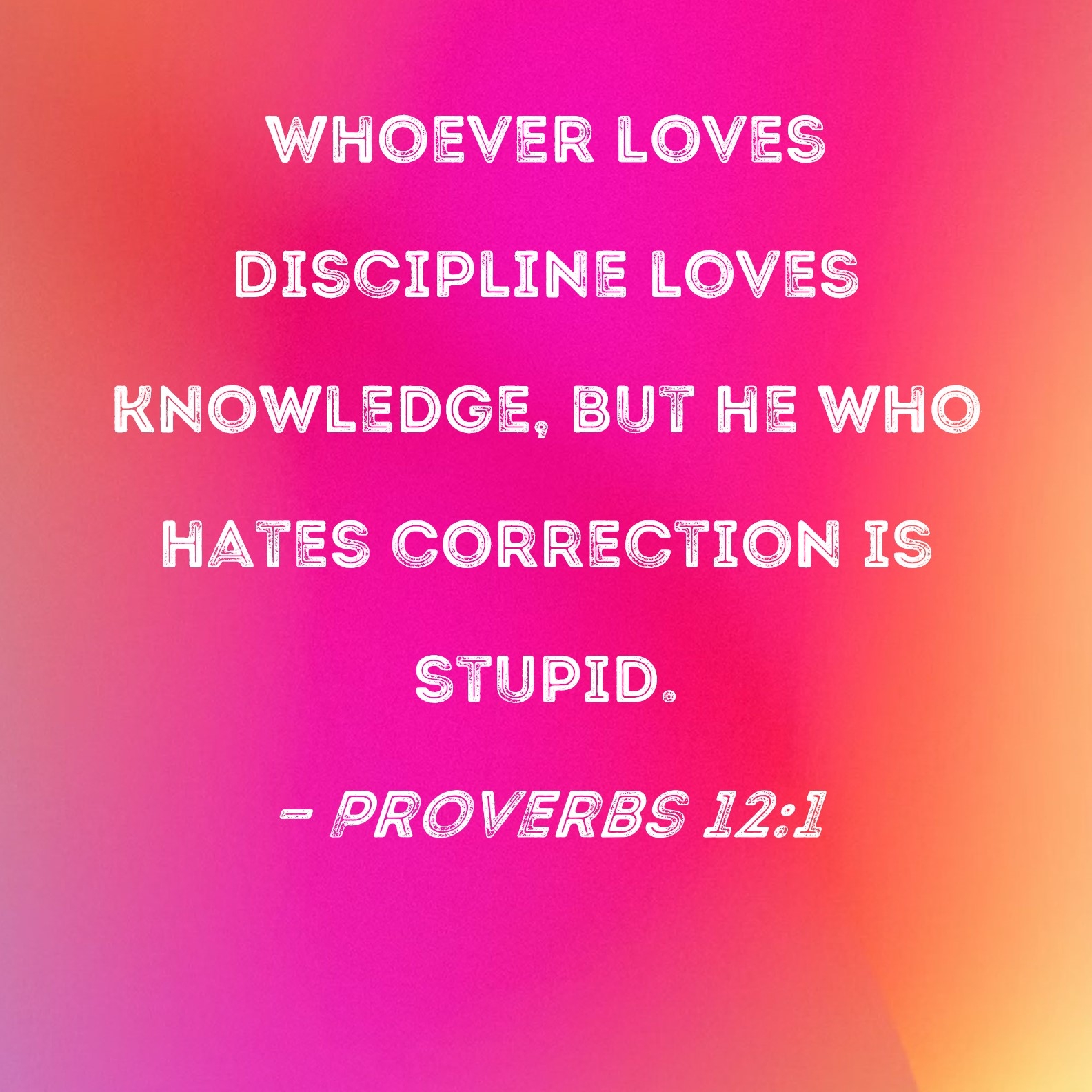 Proverbs 12 1 Whoever Loves Discipline Loves Knowledge But He Who Hates Correction Is Stupid 