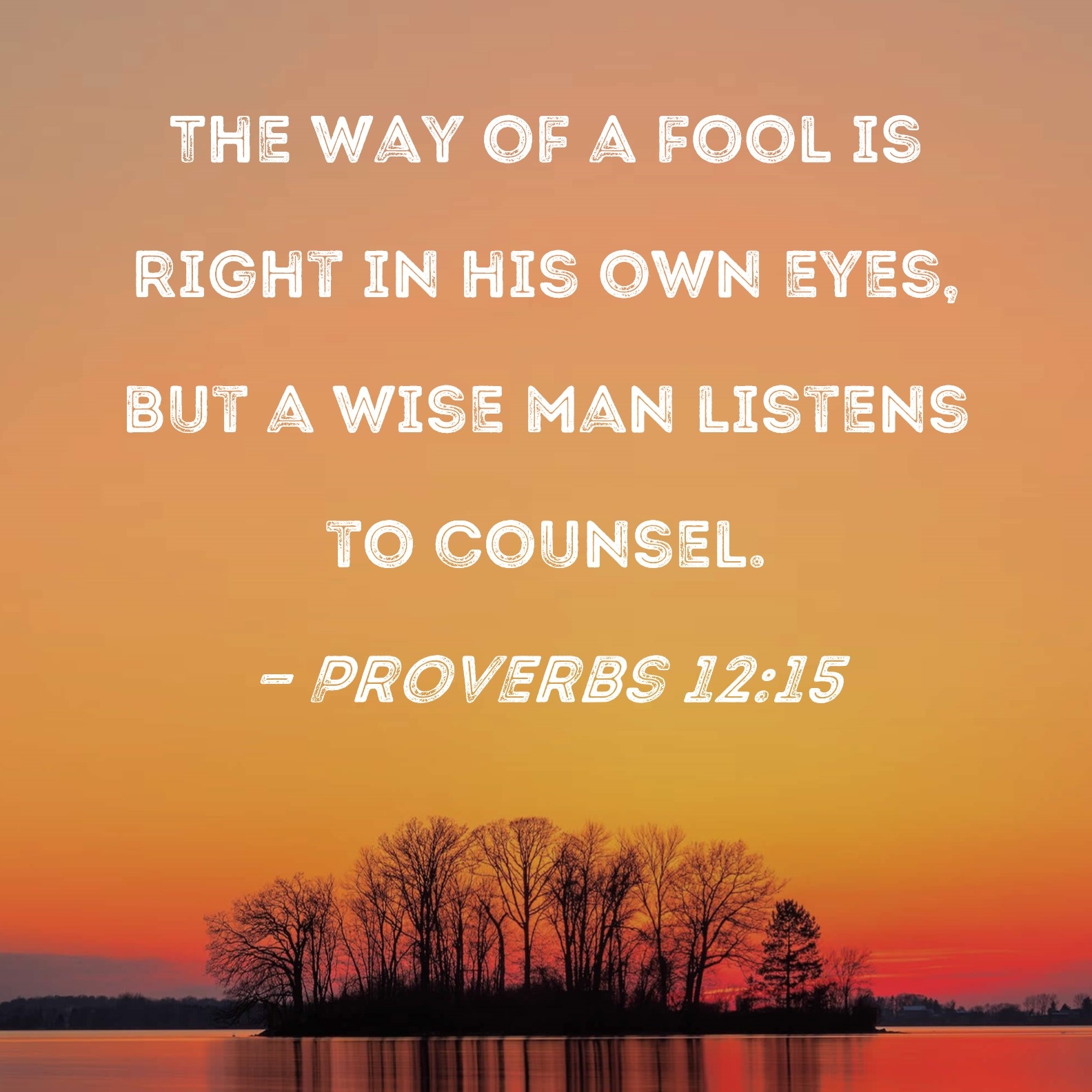 Proverbs 12 15 The Way Of A Fool Is Right In His Own Eyes But A Wise Man Listens To Counsel 