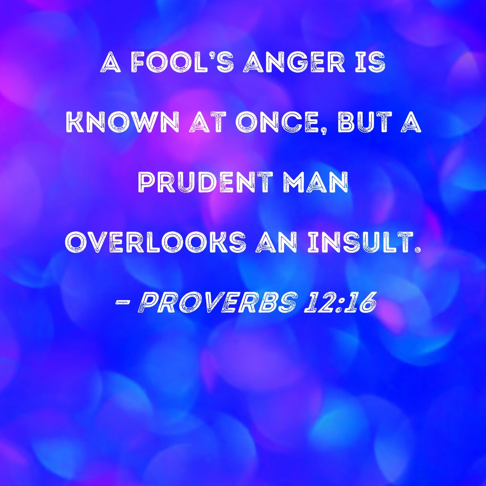 Proverbs 12 16 A Fool s Anger Is Known At Once But A Prudent Man Overlooks An Insult 