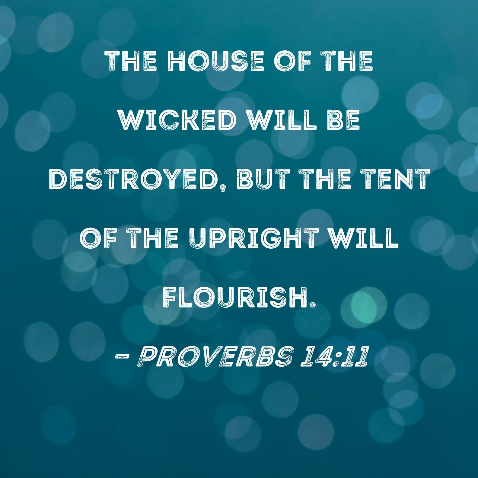 Proverbs 14 11 The House Of The Wicked Will Be Destroyed But The Tent Of The Upright Will Flourish 