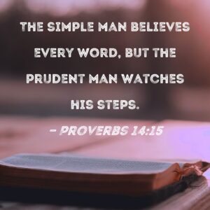 Proverbs 14 15 The Simple Man Believes Every Word But The Prudent Man Watches His Steps