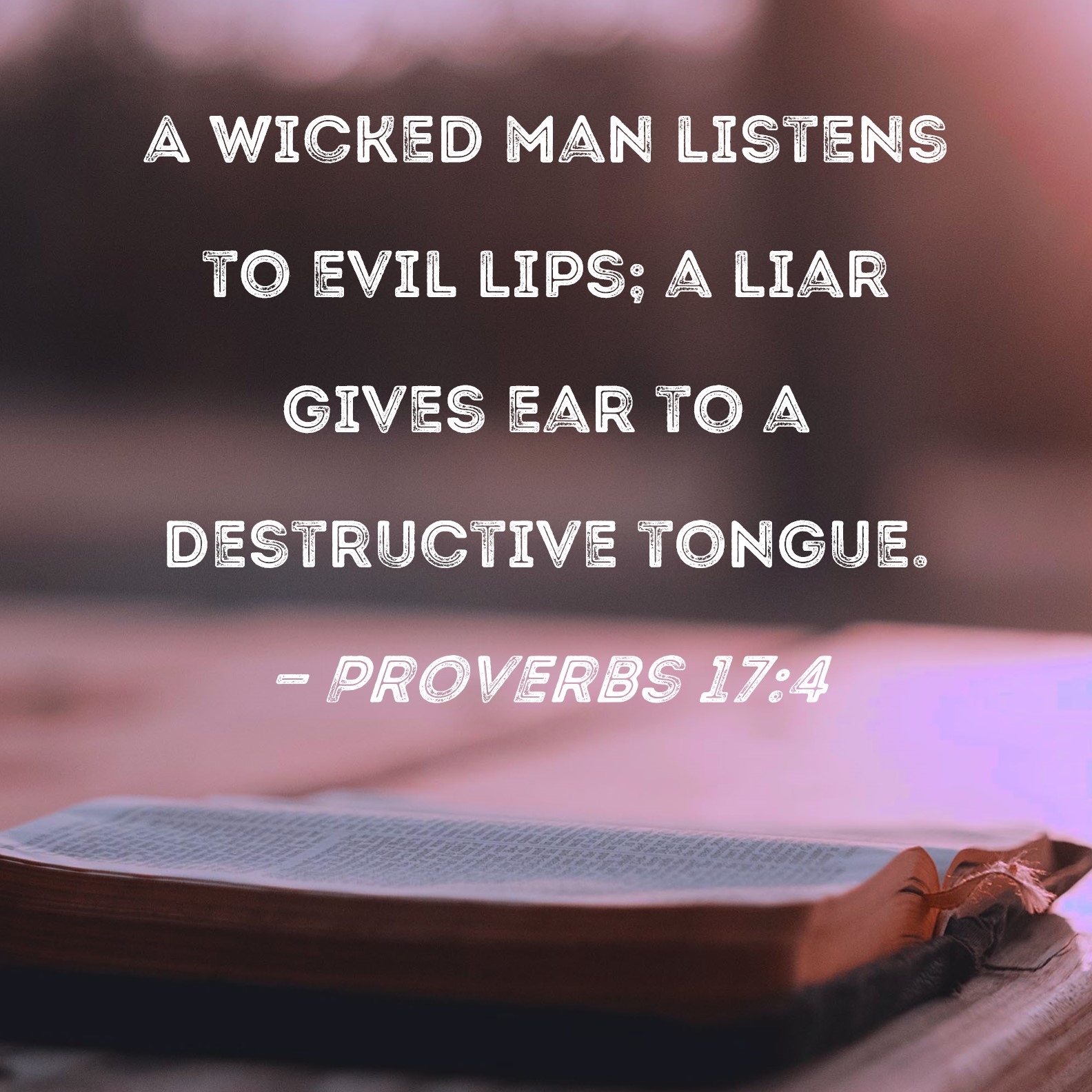 Proverbs 17 4 A Wicked Man Listens To Evil Lips A Liar Gives Ear To A Destructive Tongue 