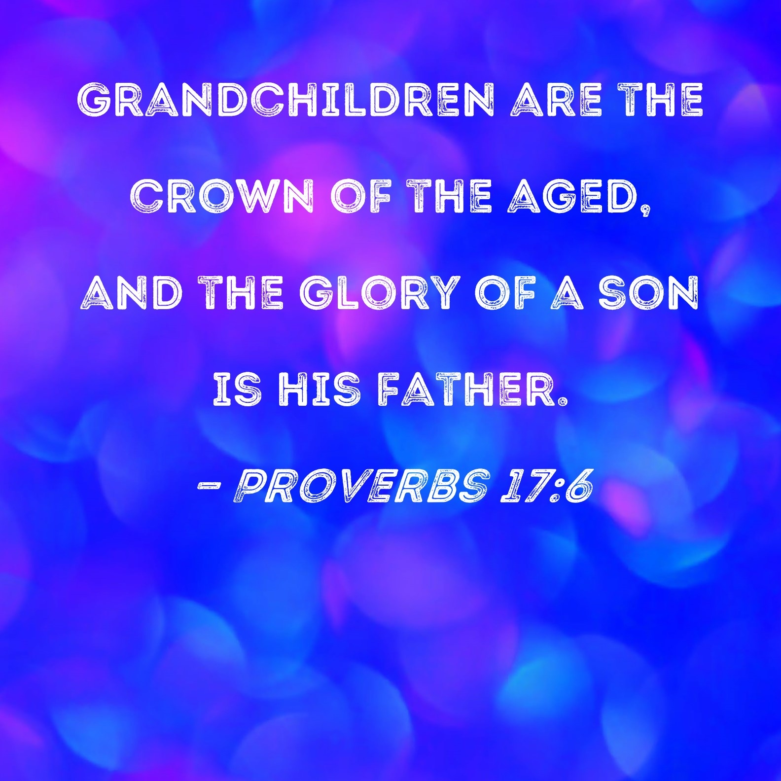 Proverbs 17 6 Grandchildren Are The Crown Of The Aged And The Glory Of A Son Is His Father 