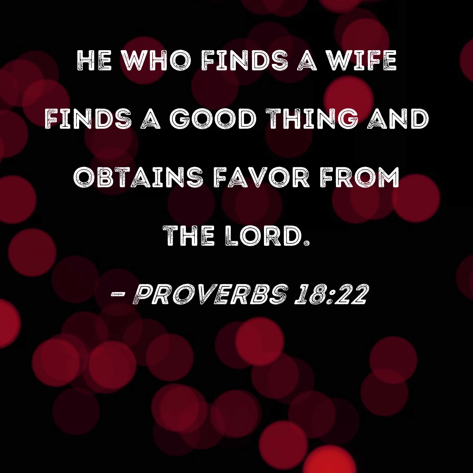 Proverbs 18 22 He Who Finds A Wife Finds A Good Thing And Obtains Favor From The LORD 