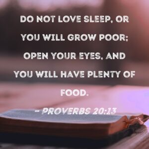 Proverbs 20 13 Do Not Love Sleep Or You Will Grow Poor Open Your Eyes And You Will Have Plenty Of Food