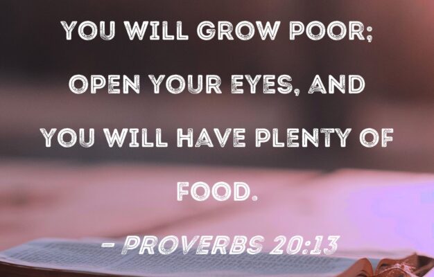Proverbs 20 13 Do Not Love Sleep Or You Will Grow Poor Open Your Eyes And You Will Have Plenty Of Food