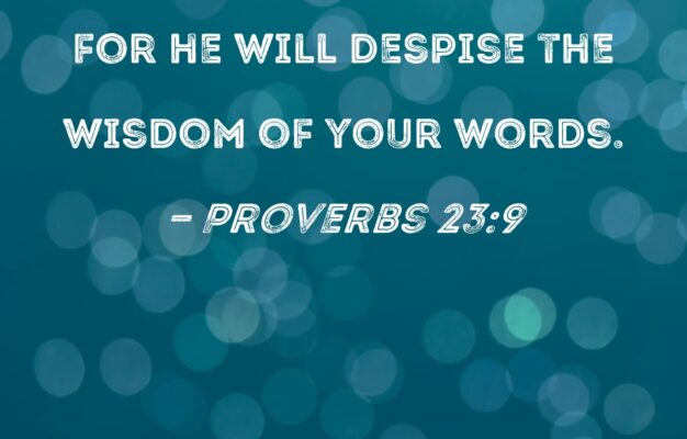 Proverbs 23 9 Do Not Speak To A Fool For He Will Despise The Wisdom Of Your Words