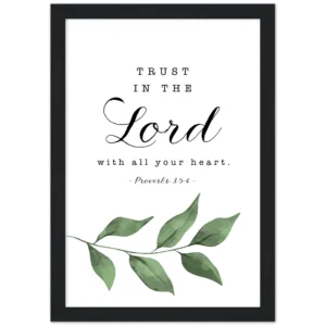 Proverbs 3 5 6 Leaves Matte Poster Wooden Frame A4 Or Printable Download Lord s Guidance