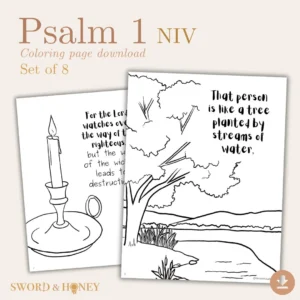 Psalm 1 NIV Coloring Pages Kid s Bible Verse PDF Download Etsy
