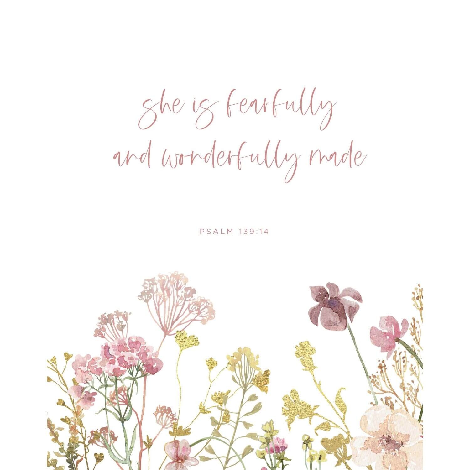 Psalm 139 14 With Pink Wildflowers Good Prints Collective