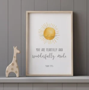 Psalm 139 14 Wonderfully Made Nursery Art Print Scripture Colors In N KAMDesignHaus