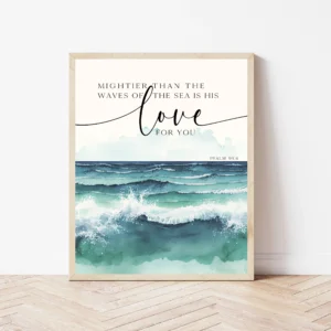 Psalm 93 4 Coastal Living Room Bible Verse Bedroom Art Beach House Sign Christian Bathroom Wall Art Download Beachy Bible Verse Print Etsy